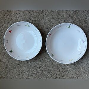 Large Pottery Barn Ingredients Pasta Set White Dinner Bowls 2